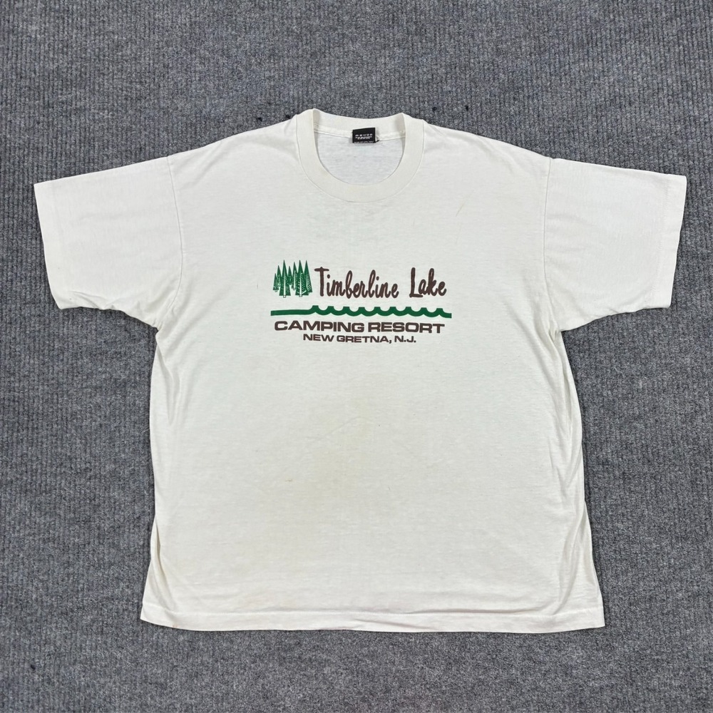 Vintage 90s Timberline Lake Camping Resort T Shirt 2XL White Screen Stars Best